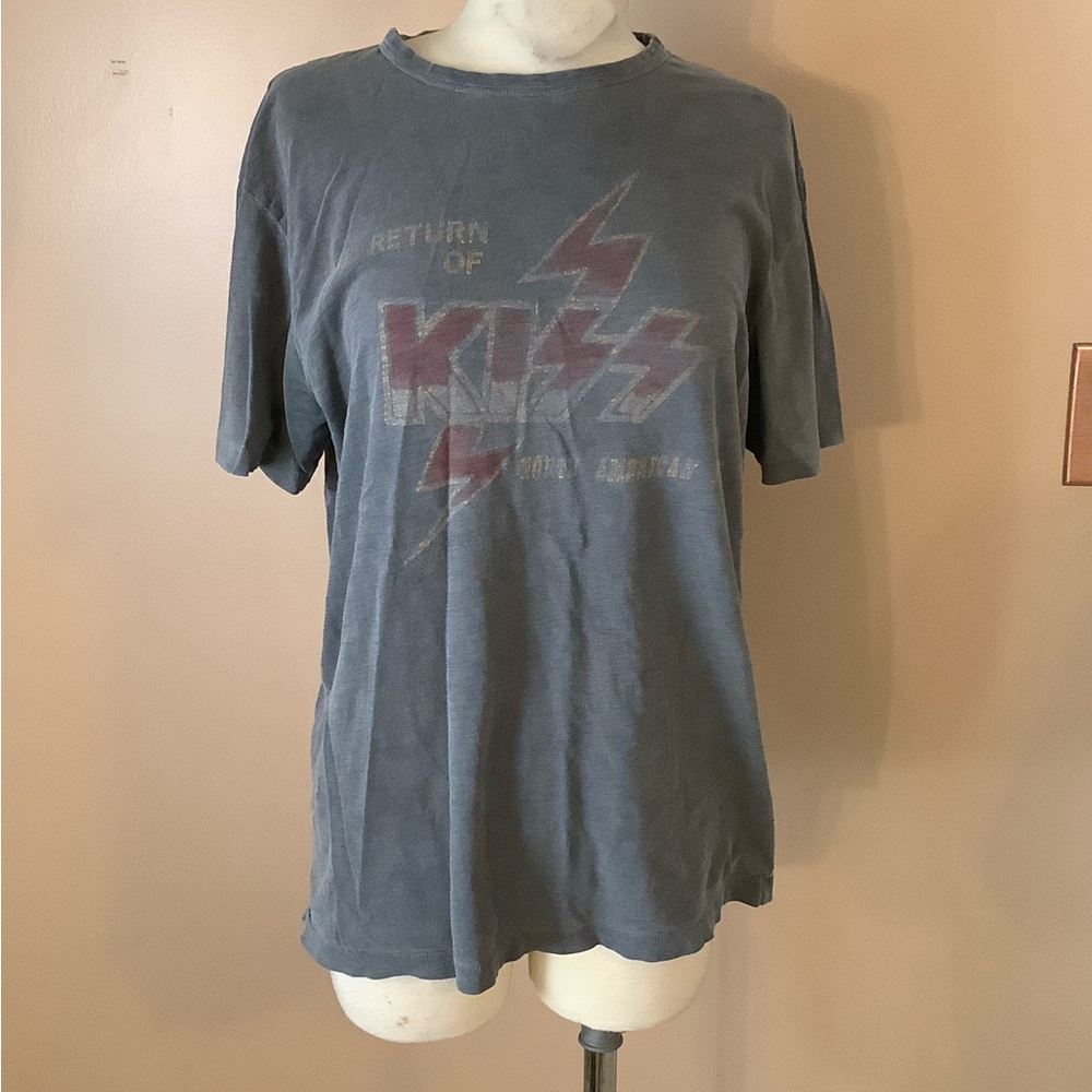Lucky Brand Kiss World Tour Charcoal Grey Unisex T Shirt Medium Fair Condition